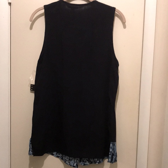 Studio JPR Stylish Size Medium Navy Blue Button Down Sleeveless Top - Picture 6 of 7